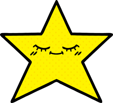 Bir insan tarafından çizilmiş bir altın yıldızın çizgi filmi.