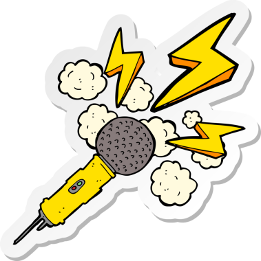 Bir insan tarafından çizilmiş bir karikatür mikrofonunun etiketi.