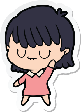 Bir insan tarafından çizilmiş bir karikatür kadının çıkartması.