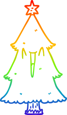 gökkuşağı gradyanı bir insan tarafından çizilmiş bir noel ağacının çizimi