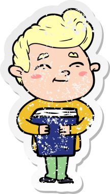 Bir insan tarafından çizilmiş mutlu bir çizgi film karakterinin sıkıntılı çıkartması.