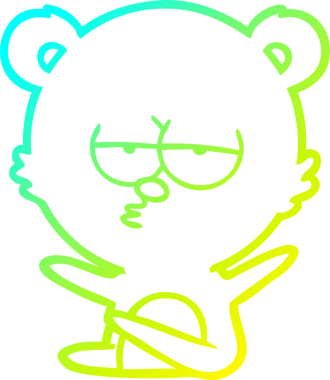 Sıkılmış bir ayı karikatürünün insan tarafından çizilmiş soğuk gradyan çizgisi