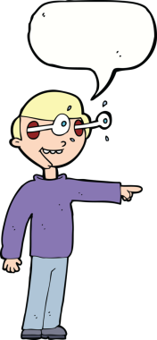 Bir insan tarafından çizilmiş konuşma balonlu bir çizgi film adamı.