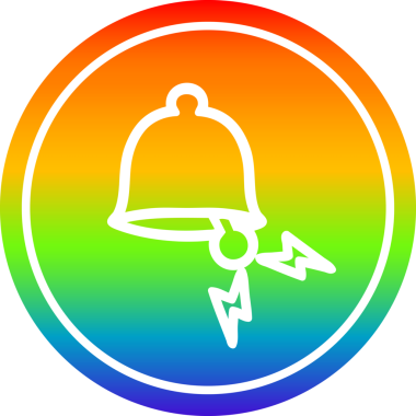 Çalan çan dairesel simgesi gökkuşağı gradyan bir insan tarafından çizilmiş