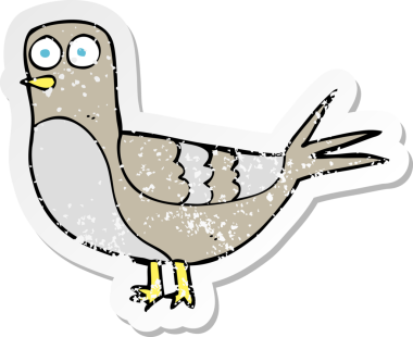 Bir insan tarafından çizilmiş bir güvercinin gerilmiş çıkartması.