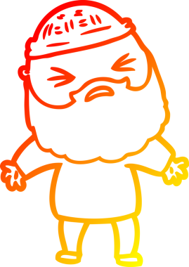 Bir insan tarafından çizilmiş sakallı bir çizgi film karakteri.