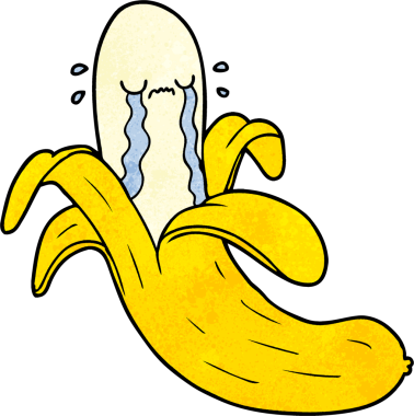 Bir insan tarafından çizilmiş ağlayan muz çizgi filmi.