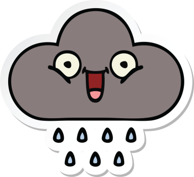 Bir insan tarafından çizilmiş şirin bir fırtına bulutunun çıkartması.