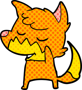 Bir insan tarafından çizilmiş dost canlısı çizgi film tilkisi