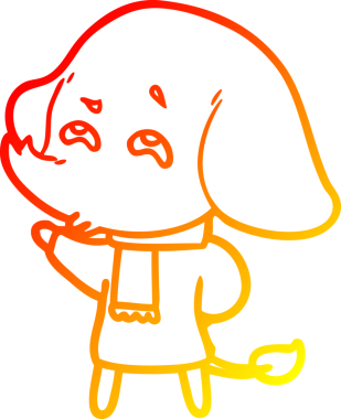 Bir insan tarafından çizilmiş bir filin sıcak çizgi çizimi