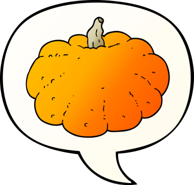 bir insan tarafından çizilmiş dil baloncuklu çizgi film balkabağı.