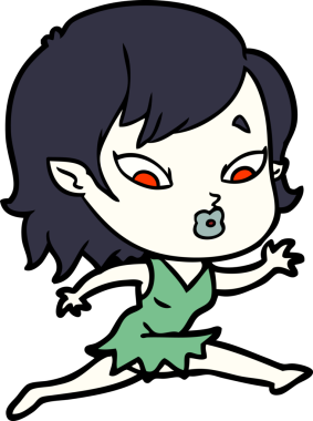 Bir insan tarafından çizilmiş şirin vampir kız çizgi filmi.