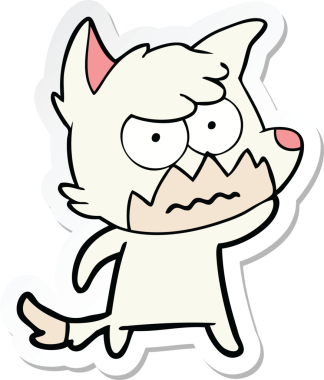 Bir insan tarafından çizilmiş, kızgın tilki çıkartması.