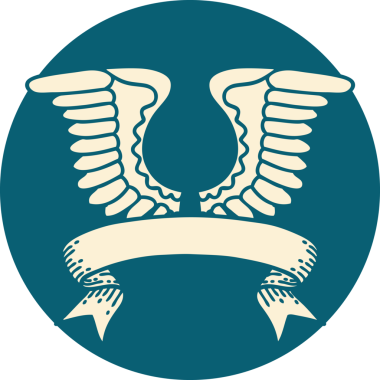 bir insan tarafından çizilmiş bir kanadın pankartıyla dövme biçimi simgesi