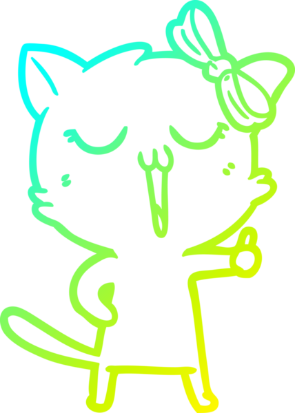 Bir insan tarafından çizilen çizgi film kedisinin soğuk gradyan çizgisi.