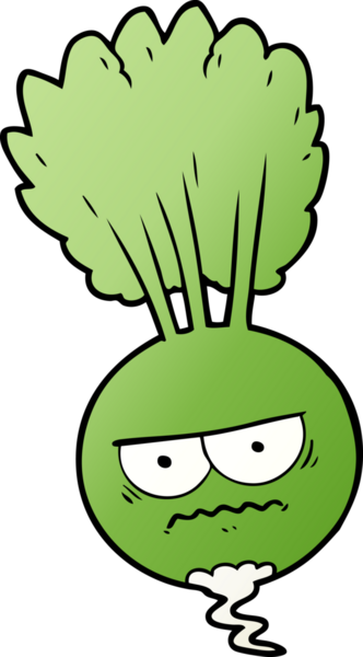 Bir insan tarafından çizilmiş karikatür kökü sebzesi