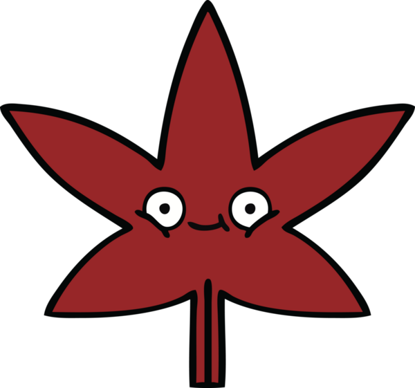 Bir insan tarafından çizilmiş bir sonbahar yaprağının sevimli karikatürü.