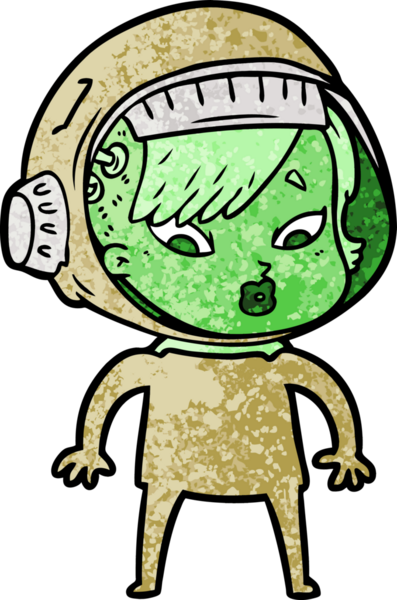 Bir insan tarafından çizilmiş astronot kadın.