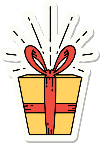 Bir insan tarafından çizilmiş dövme stili Noel hediyesi.