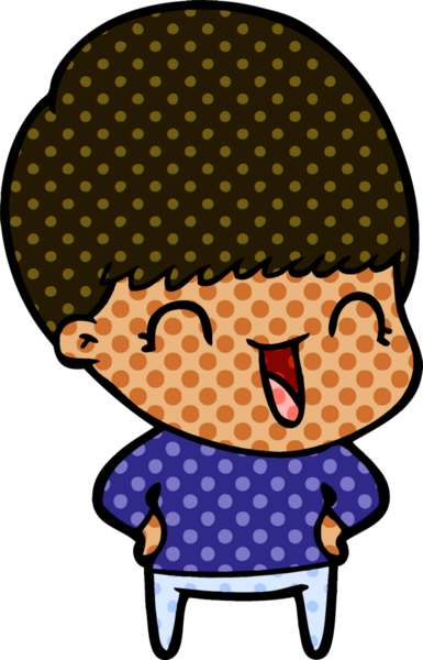 Bir insan tarafından çizilmiş mutlu çizgi film çocuğu.