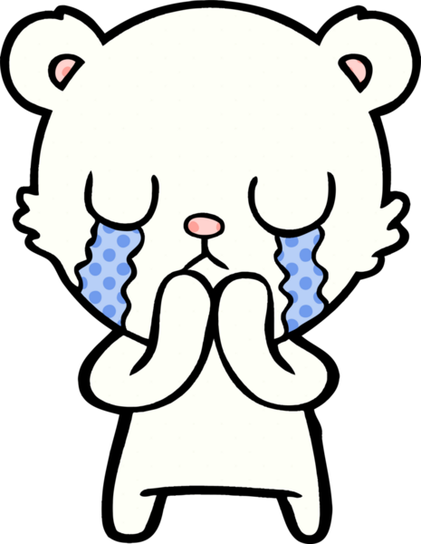 Bir insan tarafından çizilmiş üzgün küçük kutup ayısı çizgi filmi.