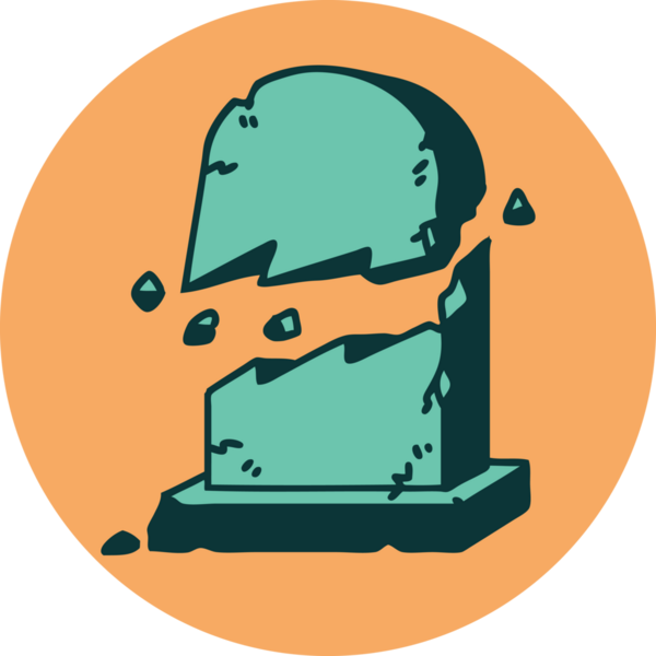 Bir insan tarafından çizilmiş kırık bir mezar taşının sembolik dövmesi.