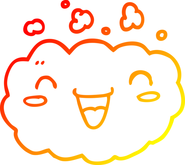 Bir insan tarafından çizilmiş mutlu bir karikatür bulutunun sıcak gradyan çizimi