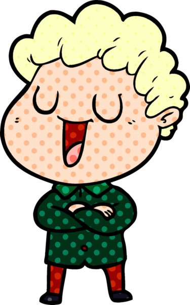 Bir insan tarafından çizilmiş gülen karikatür adam.