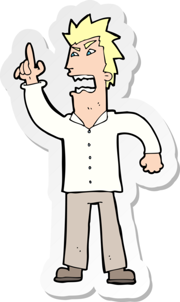 Bir insan tarafından çizilmiş kızgın bir adamın çıkartması.