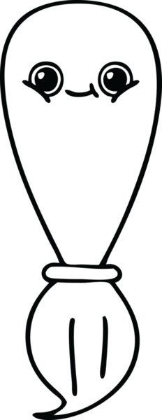 Bir insan tarafından çizilmiş boya fırçasının çizgi çizimi