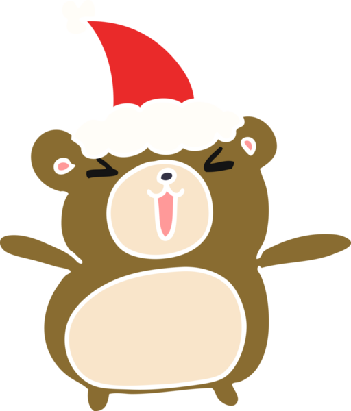 Bir insan tarafından çizilmiş Kawaii ayısının el çizimi Noel karikatürü.