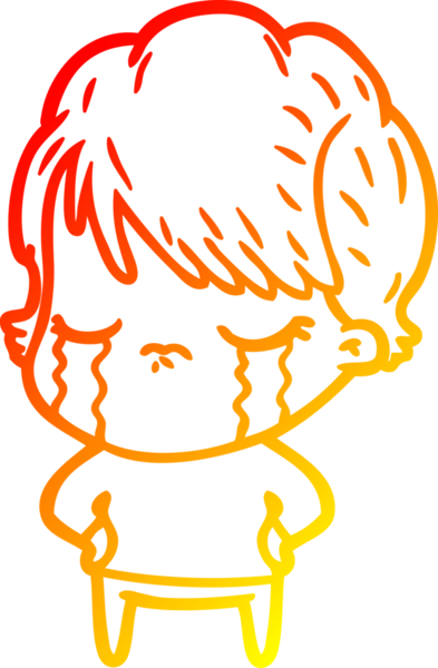 Bir insan tarafından çizilmiş, ağlayan bir çizgi kadın çizimi.