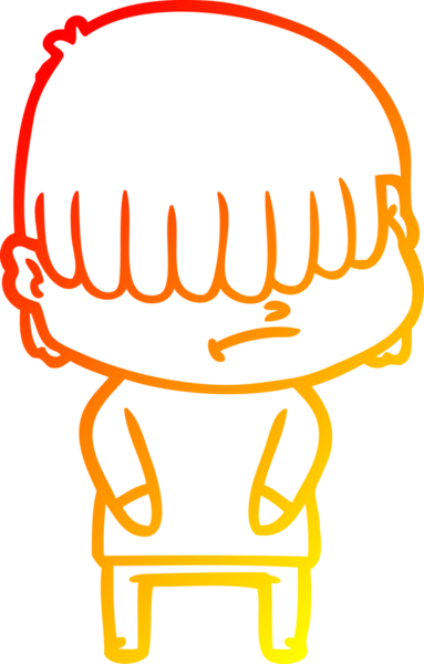 Bir insan tarafından çizilmiş dağınık saçlı bir çizgi film çocuğunun sıcak çizgi çizimi.