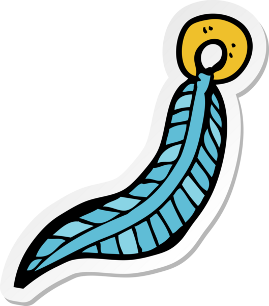 Bir insan tarafından çizilmiş karikatür tüyü anahtarlığının çıkartması.