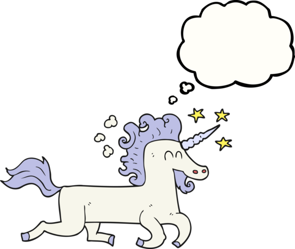 Bir insan tarafından çizilmiş serbest çizim baloncuk tek boynuzlu at.