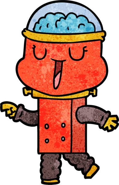 Bir insan tarafından çizilmiş mutlu çizgi film robotu