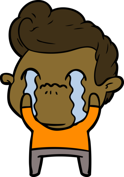 Bir insan tarafından çizilmiş ağlayan çizgi film adamı.