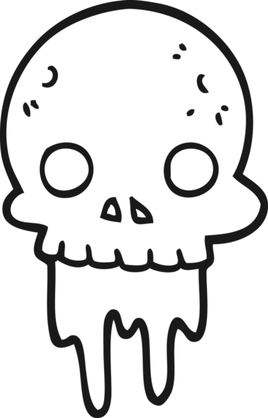 Bir insan tarafından çizilmiş tuhaf cadılar bayramı kafatası çizgi filmi.