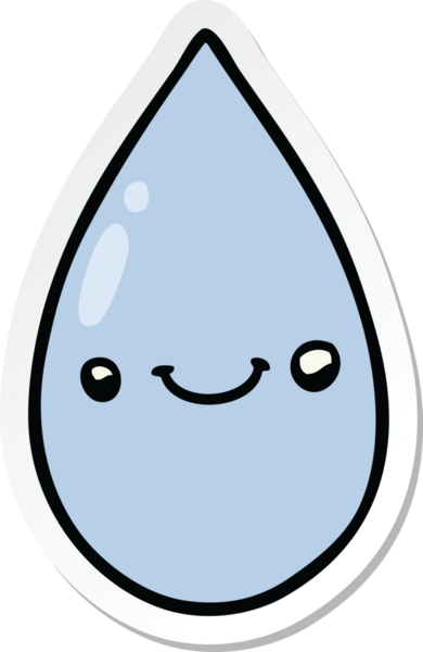 Bir insan tarafından çizilmiş şirin bir yağmur damlası çıkartması.