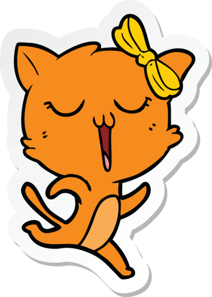 Bir insan tarafından çizilmiş çizgi film kedisinin çıkartması.