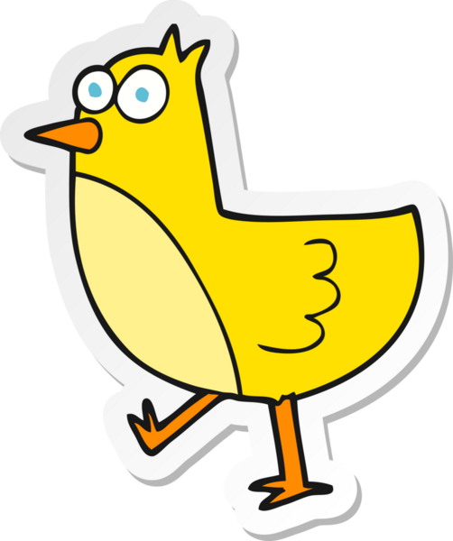 Bir insan tarafından çizilmiş çizgi film kuşunun çıkartması.