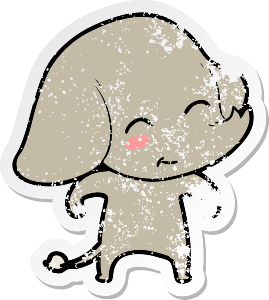 Bir insan tarafından çizilmiş şirin bir filin sıkıntılı çıkartması