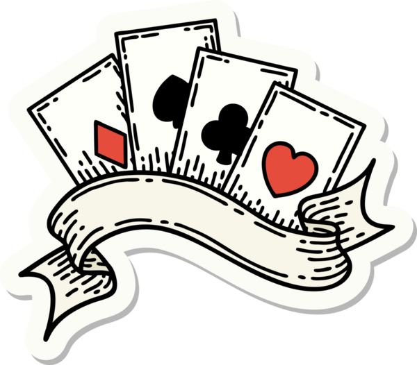 Geleneksel kart stili ve bir insan tarafından çizilmiş dövme çıkartması.