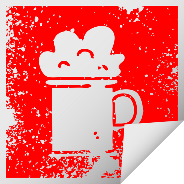 Sıkıntılı kare soyma etiketi garip bir insan tarafından çizilmiş bira sembolü.