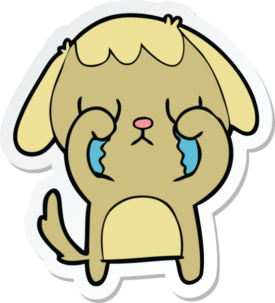 Bir insan tarafından çizilmiş şirin bir köpeğin çıkartması.