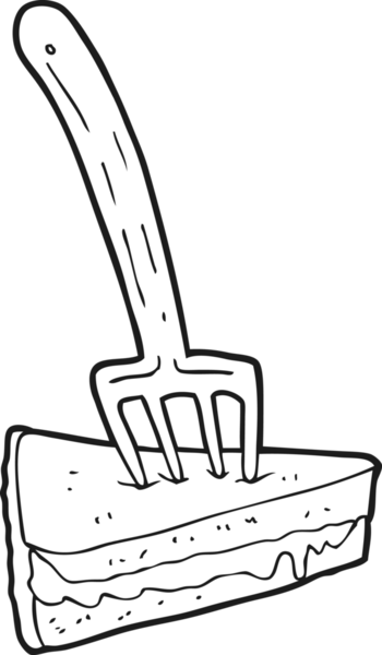 Bir insan tarafından çizilmiş siyah beyaz karikatür pastası.