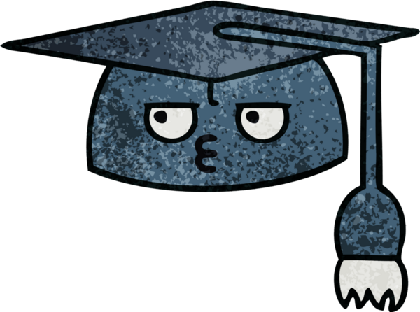 Mezuniyet şapkasının retro grunge deseni bir insan tarafından çizilmiş.