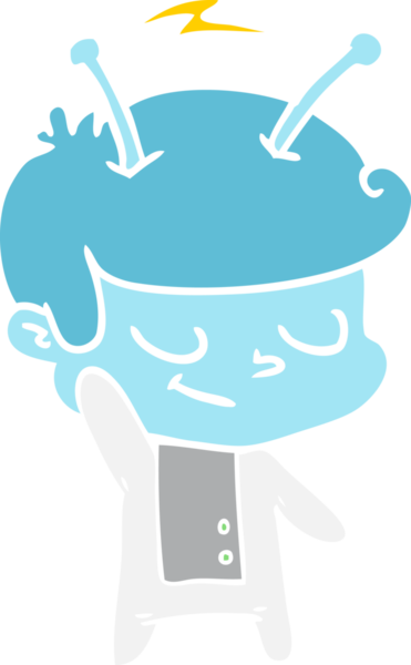 Bir insan tarafından çizilmiş düz renkli çizgi film uzay adamı.