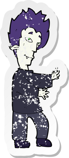 Bir insan tarafından çizilmiş bir vampir çizgi filminin gerilimli yapıştırması.