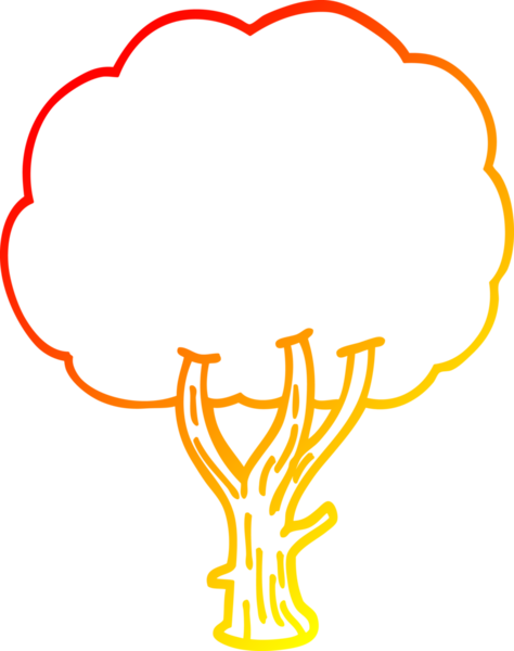 Bir insan tarafından çizilmiş karikatür ağacının sıcak çizgi çizimi